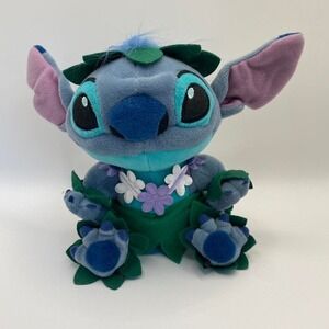 Disney Store Stitch Hula Mini Bean Bag Plush Lilo & Stitch Hawaiian Outfit